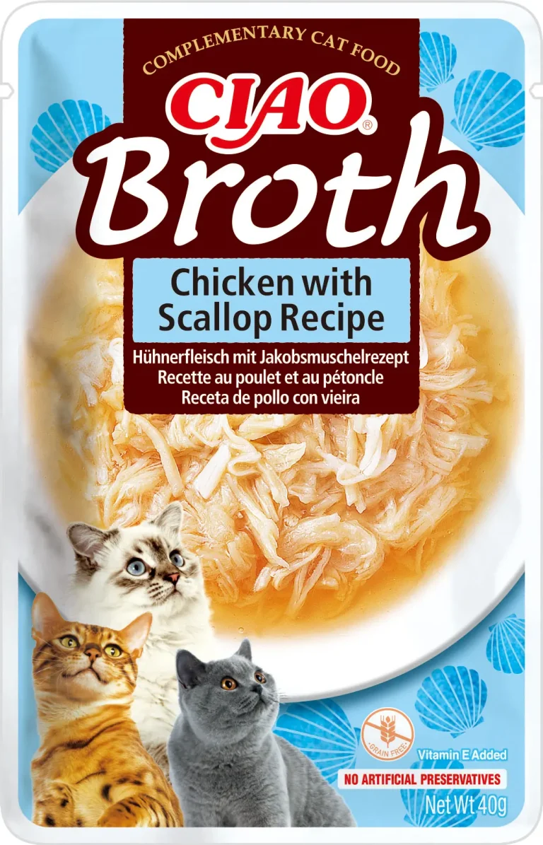 CHURU CAT POUCH CHICKEN BROTH SCALLOP DISPLAY 12X40GR
