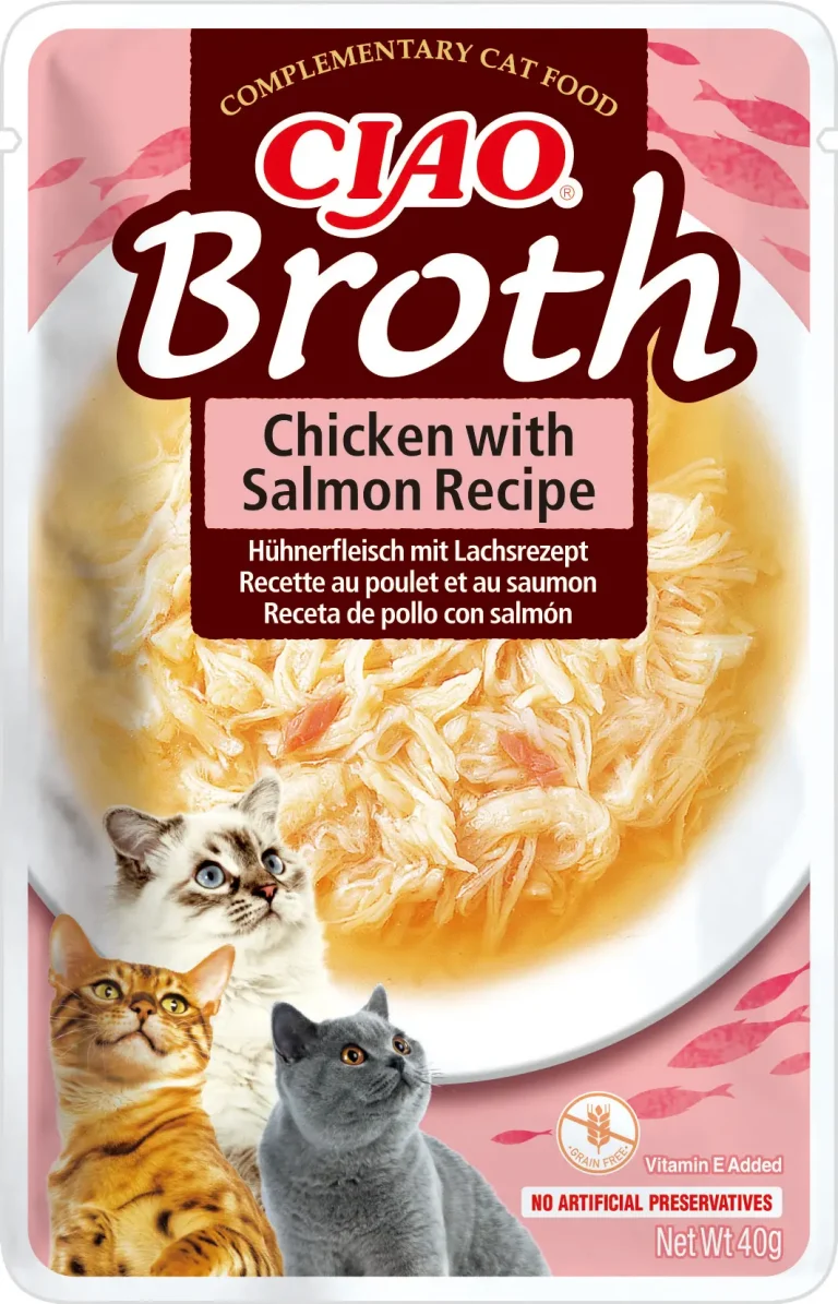 CHURU CAT POUCH CHICKEN BROTH SALMON DISPLAY 12X40GR