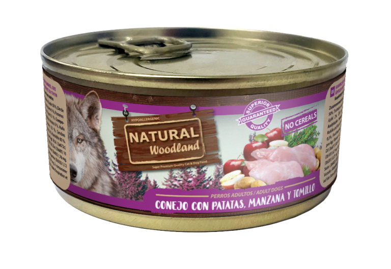 Natural Woodland comida húmeda en lata perro Conejo con patatas, manzana y tomillo