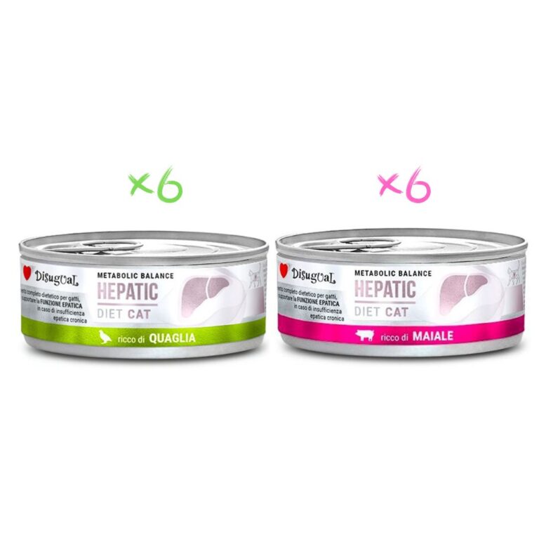 Disugual Hepático Gato Pack 12x85Gr Varios Sabores: Codorniz y Cerdo