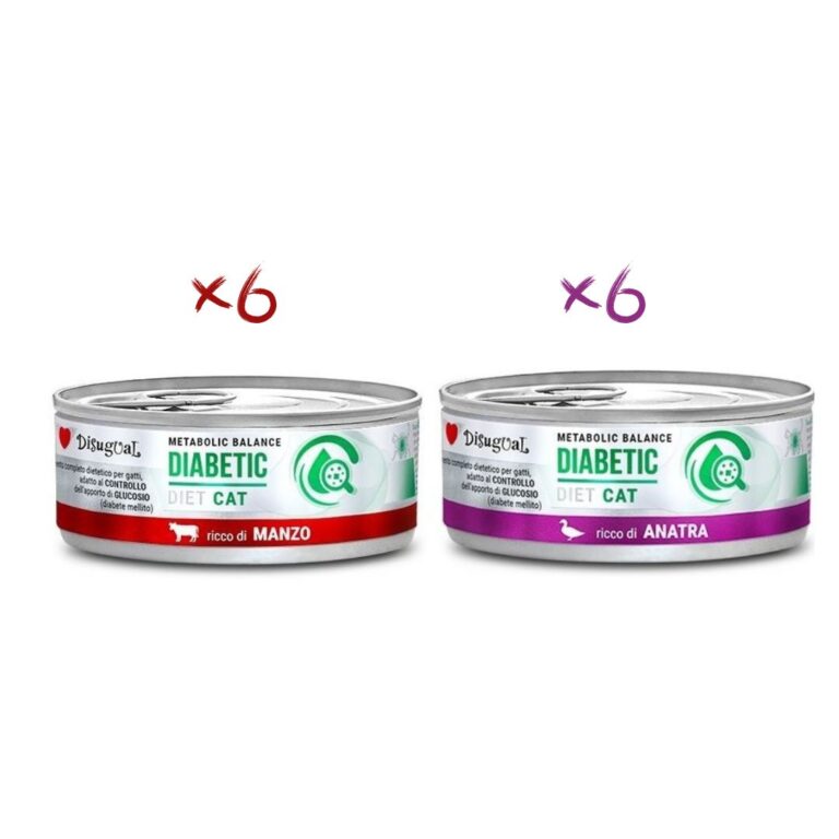 Disugual Diabético Gato Pack 12x85Gr Varios Sabores: Pato y Ternera