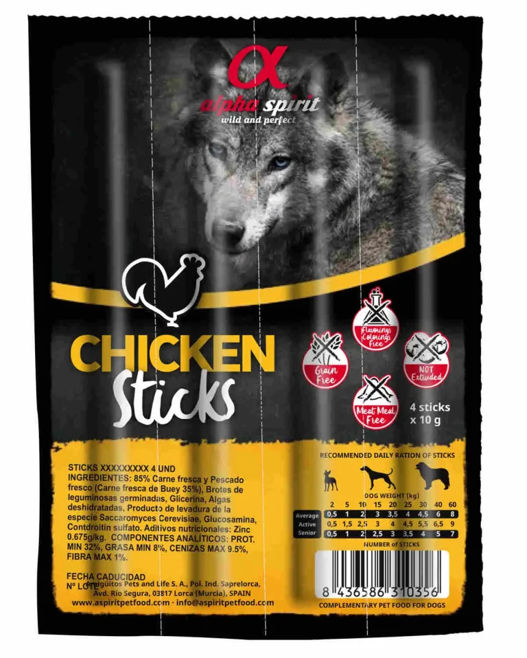 ALPHA SPIRIT CANINE BARRITAS POLLO 16X4UDS