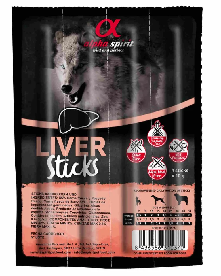 ALPHA SPIRIT CANINE BARRITAS HIGADO 16X4UDS