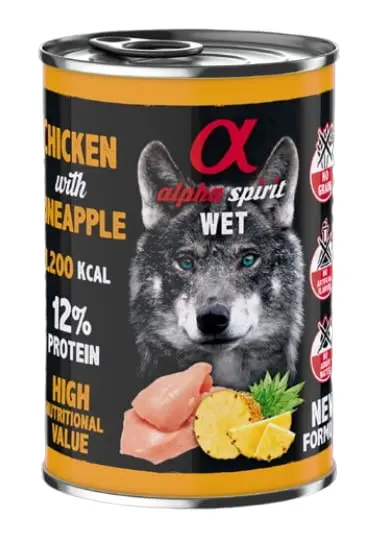 ALPHA SPIRIT CANINE POLLO CON PIÑA LATA 6X400GR