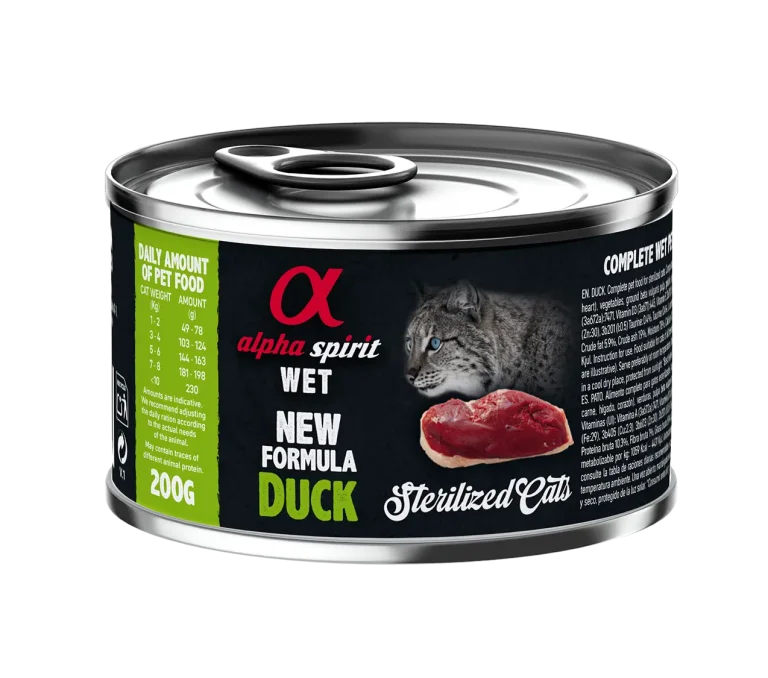 ALPHA SPIRIT FELINE ESTERILIZADO PATO LATA CAJA 6X200GR