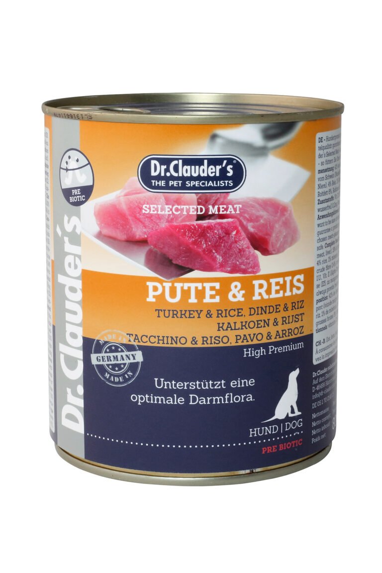 Dr.Clauder's Húmedo Carne Seleccionada Prebiotic Pavo Y Arroz 6x800G Perro