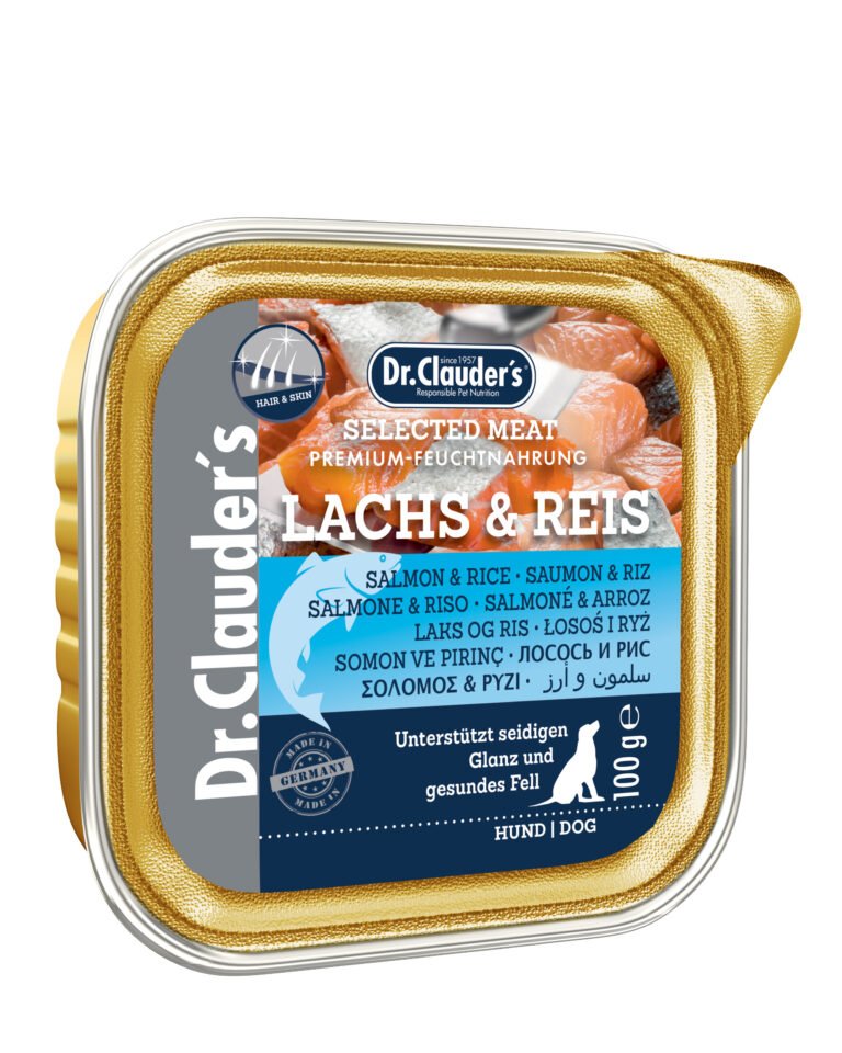 Dr.Clauder's Húmedo Carne Seleccionada Pro Hair & Skin Salmón Y Arroz 30x100G Perro