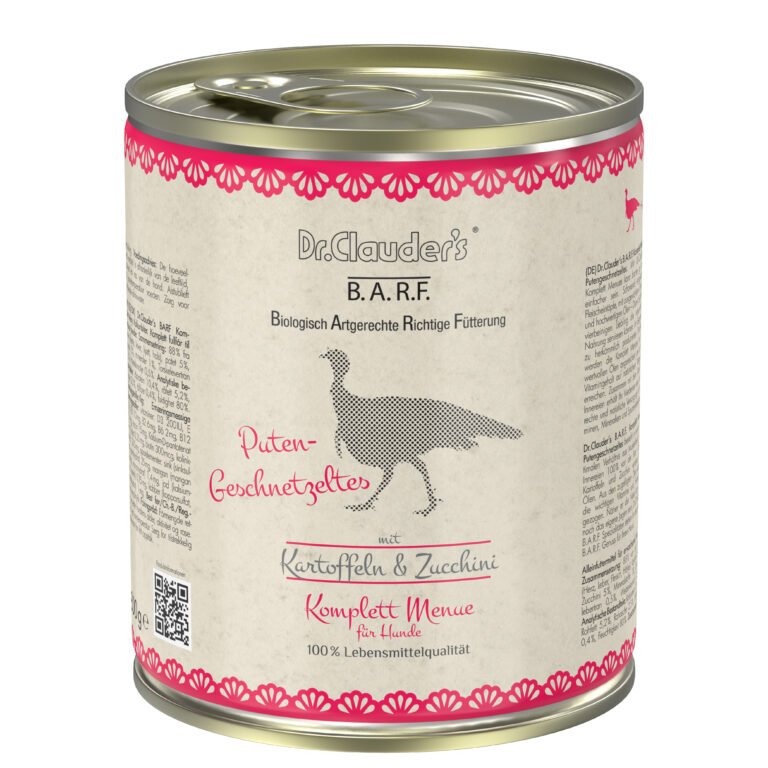 Dr.Clauder's Húmedo B.A.R.F. Menú Completo Rebanadas De Pavo 6x800G Perro