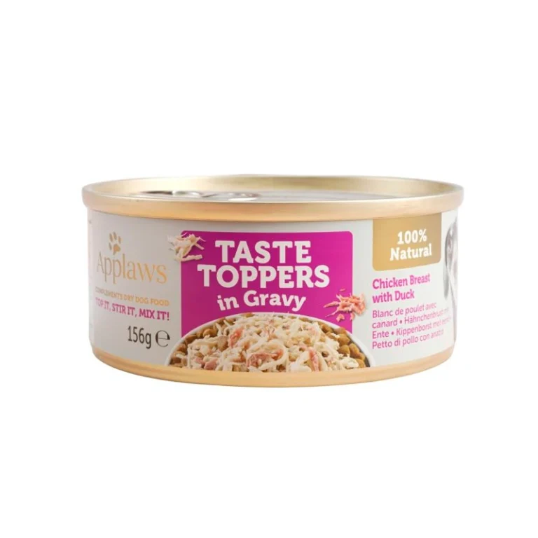 APPLAWS DOG LATA TOPPER POLLO Y PATO EN SALSA 12X156GR