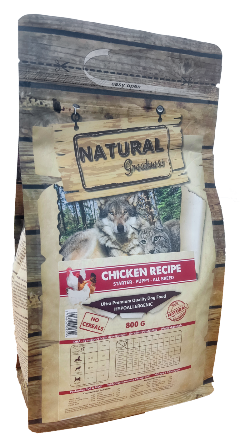 Natural Greatness Receta de Pollo Ultrapremium Destete /Cachorro/ Júnior Todas las razas 0,8 kg