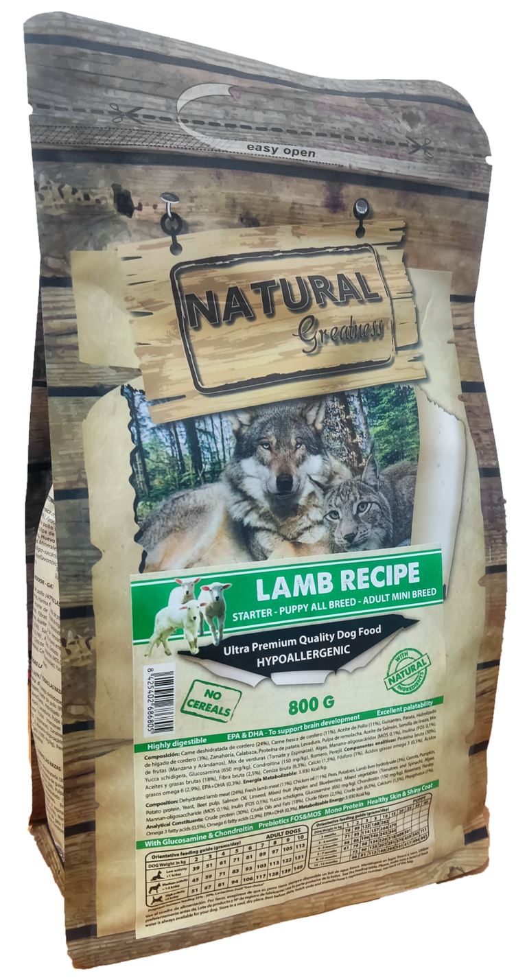 Natural Greatness Receta de Cordero Sensitive MiniUltrapremium Todas las razas y edades 0,8 kg