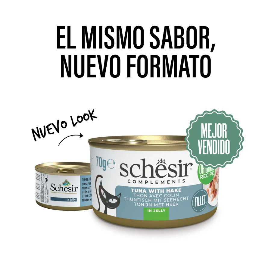 SCHESIR GATO Atún con merluza en gelatina 12x70gr