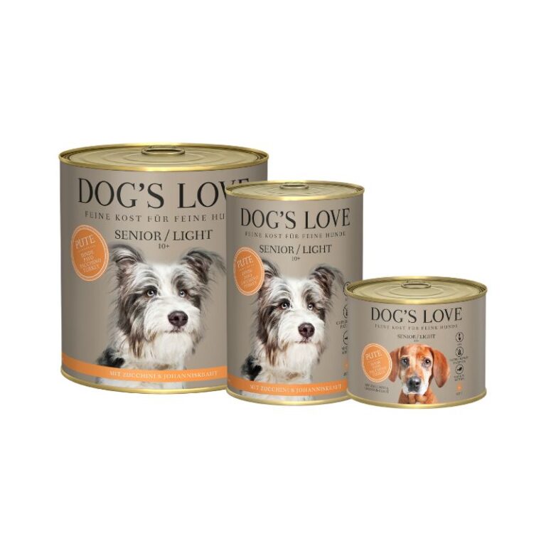 DOG'S LOVE SENIOR  PAVO LIGHT 6x200  con Calabacín y Hierba de San Juan