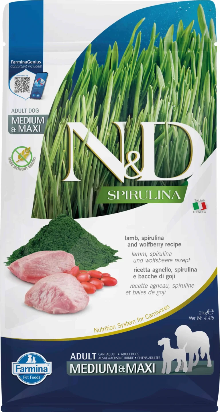 FARMINA ND PERRO SPIRULINA MEDIUM MAXI CORDERO 2KG