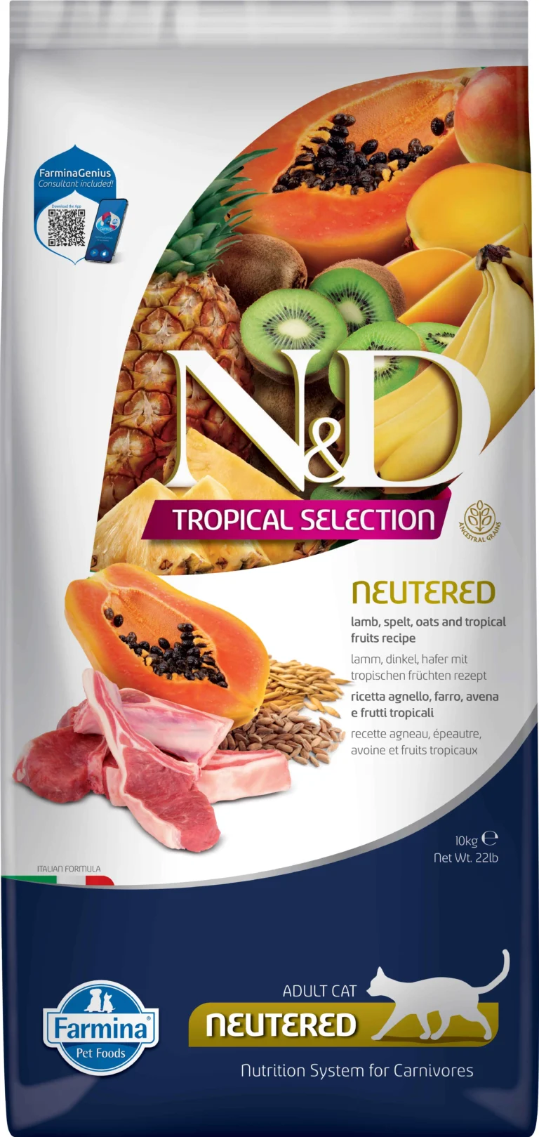 FARMINA ND GATO TROPICAL SELECTION NEUTERED CORDERO 10KG
